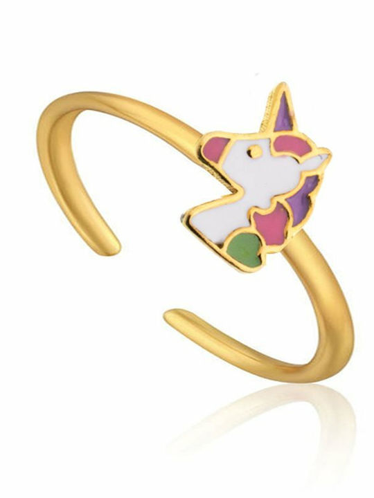 Paraxenies Vergoldet Kinder Ring mit Design Einhorn Eröffnung aus Silber KIDS005