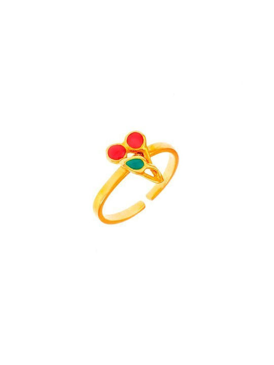 Gold Plated Silver Opening Kids Ring with Design Fruits P18241