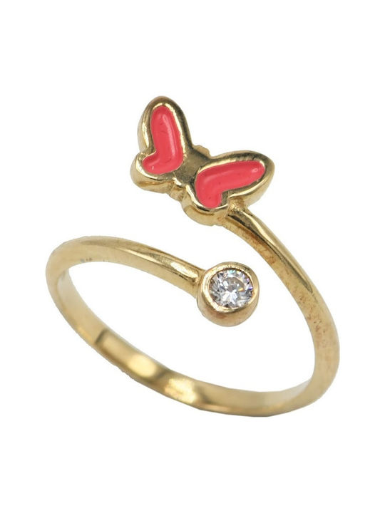 Ortaxidis Gold Opening Kids Ring with Design Butterfly 9K ORO1033