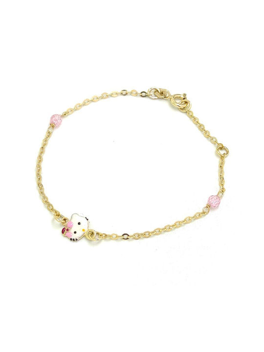 Kids Gold Chain Bracelet 9K with Figure for Girl