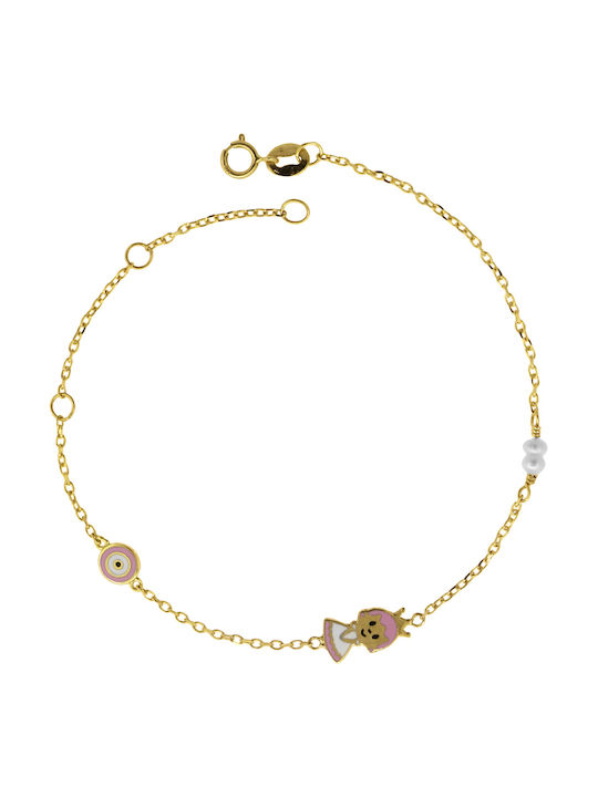 Kids Gold Chain Bracelet 9K with Stone for Girl