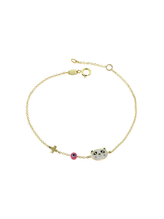 Kids Gold Chain Bracelet 9K with Evil Eye for Girl