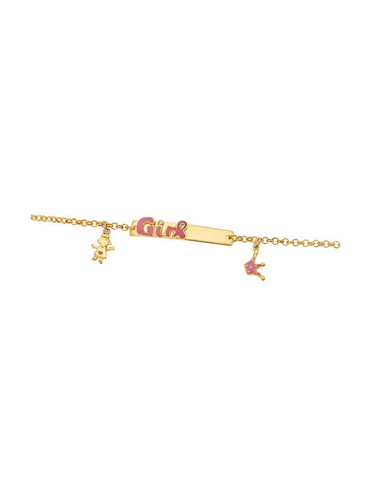 Kids Gold Plated Silver Chain Bracelet with Crown for Girl