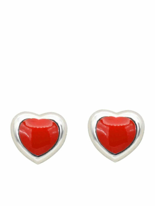 Παιδικά Σκουλαρίκια Καρφωτά Καρδιά από Λευκόχρυσο 9K