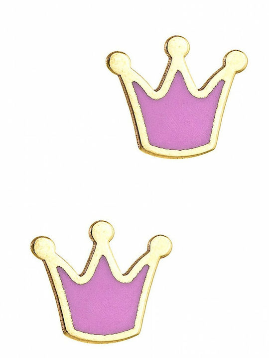 Kritsimis Hypoallergenic Gold Studs Kids Earrings Crowns 9K