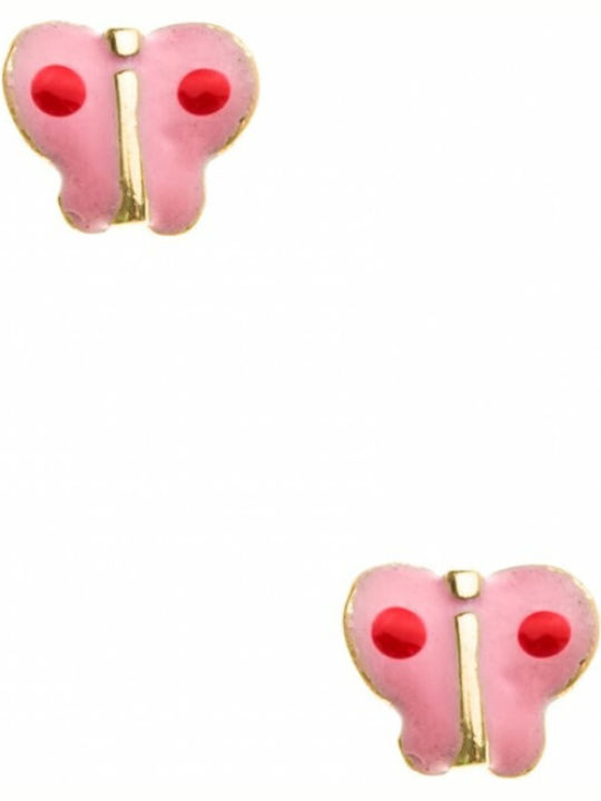 Hypoallergenic Children's Stud Earrings Butterflies Made of 14K Gold