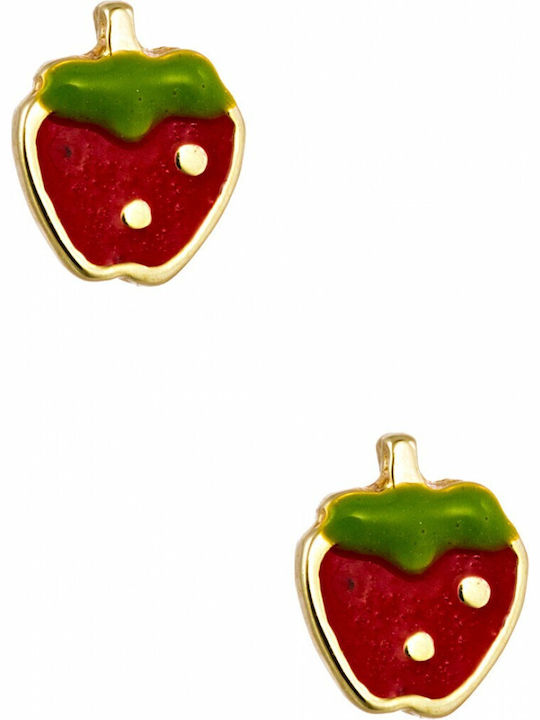 Strawberry Hypoallergenic Kids Earrings Studs Made of 9K Gold