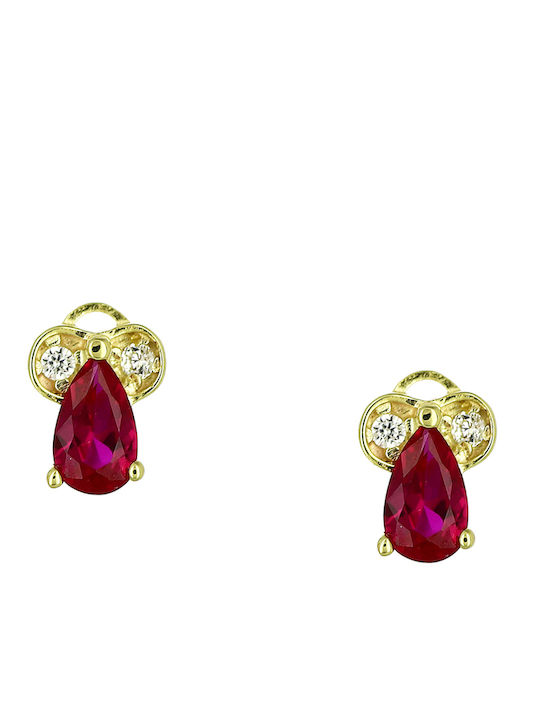 Gold Studs Kids Earrings with Stones 9K