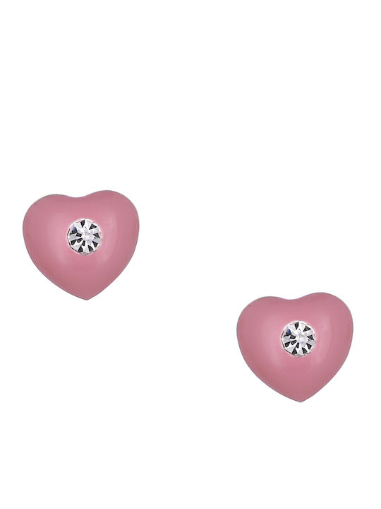 Cercei pentru copii Studs cu pietre din Aur 14K Yellow Gold-Pink