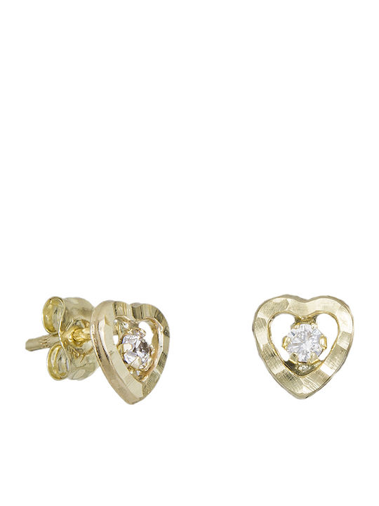 Kids Earrings Studs Hearts from Gold 9K