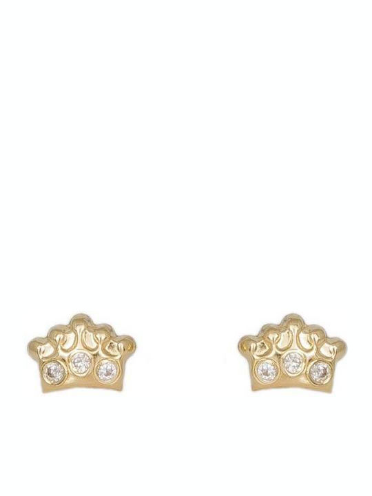 Gold Studs Kids Earrings Crowns 14K