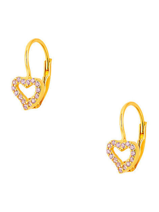 JewelStories Cutie Hearts #2 Placat cu aur Cercei pentru copii Agățat Inima din Argint Roz