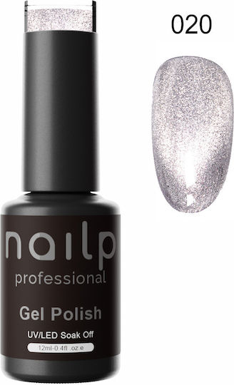 Nailp Professional Nailp Gel Polish Soak Off Uv Led Fairy Crystal Semi-Permanent Nail Polish 020 with Glitter Cat Eye 12ml 1pcs