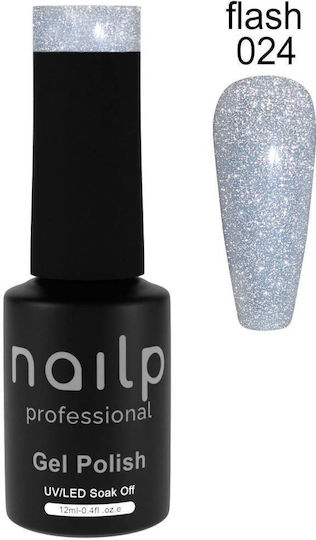 Nailp Professional Nailp Gel Polish Soak Off Uv Led #024 Flash Halb-permanenter Nagellack 024 mit Glitter 12ml 1Stück