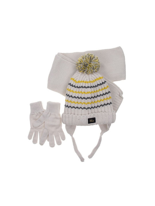 Kids Beanie Set with Scarf Knitted Beige