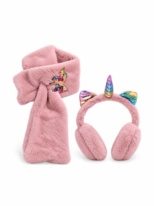 Bode Kinder Mütze Set Pelz Rosa