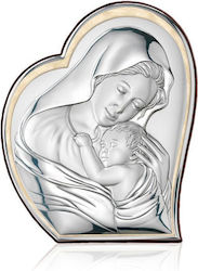 Valenti Silver Virgin Mary Holding the Infant Icon 9x11cm