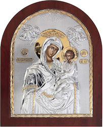 Silver Axion Virgin Mary Holding the Infant Silver Icon 11.5x12.5cm