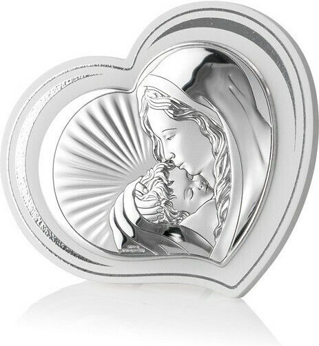 Valenti Saint Icon Virgin Mary Holding the Infant Silver 8x11cm