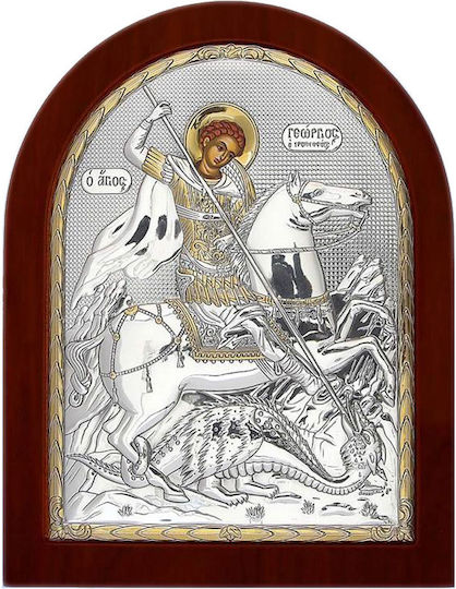 Silver Axion Saint Icon St George Silver 16x19cm ME40-010