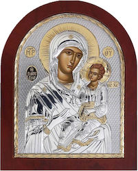 Silver Axion Virgin Mary Holding the Infant Silver Icon 11.5x12.5cm