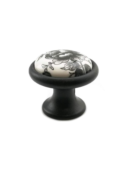 TMC Antique Knob Furniture made of Porcelain & Zamak in Black Color D35mm 3008-85-246 1pcs