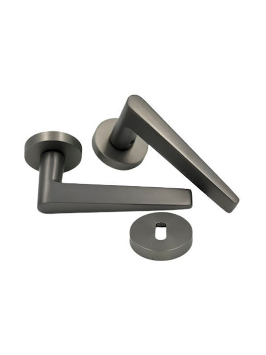 Lever Middle Door with Rosette 8001GR Pair Gray