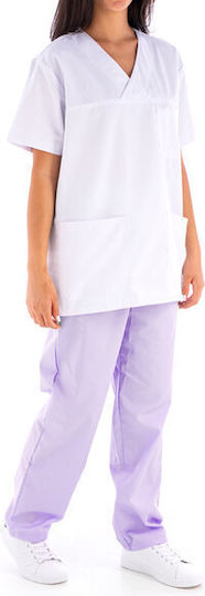 Women's Lilac Medical Pants Cotton and Polyester