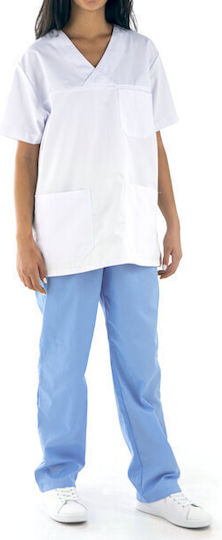Women's Light Blue Medical Pants Cotton and Polyester