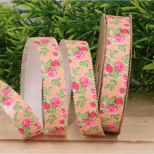 Αυτοκόλλητη Ταινία Διακόσμησης 1τμχ Σομόν με λουλούδια