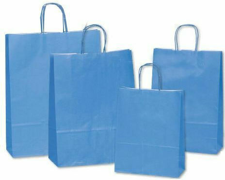 Χάρτινες Σακούλες Συσκευασίας με Χεράκι Γαλάζιες 36x26x12εκ. 25τμχ