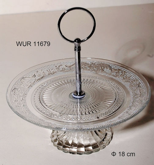 Royal Art Collection Glass Dessert Divided Serving Plate with Single Bowl Transparent Ø18cmxY18cm 18x18x18cm