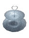 Glass Dessert Tower Stand with 2 Tiers Gray Ø27cmxY27cm