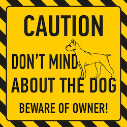 Sign Caution Dog 10x10cm.