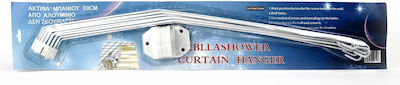 Umbrella Shower Curtain Rod Wall Mounted Aluminium White 80x80cm