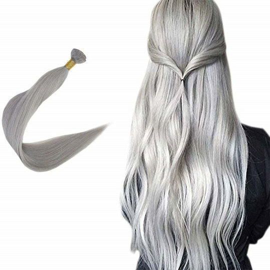 Hairpieces with Natural Hair in Light Gray Color 50cm