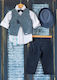 Mak Boys Baptism Suit with Vest Blue