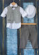 Mak Boys Baptism Suit with Vest Gray