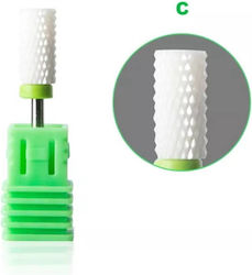 Nail Drill Ceramic Bit with Barrel Head Green