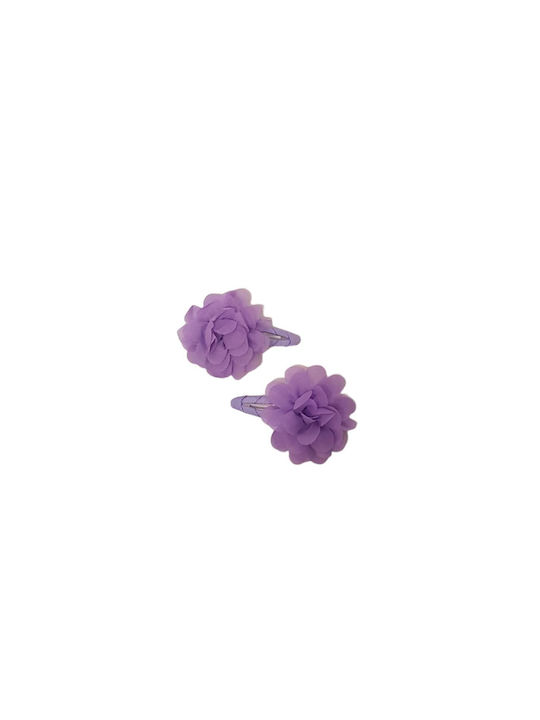 Elecool Set Kids Hair Clips with Hair Clip Flower in Purple Color 2pcs