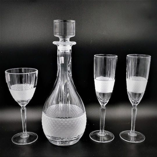Domumart Wedding Carafe Set with Wine & Champagne Glasses made of Crystal 4pcs