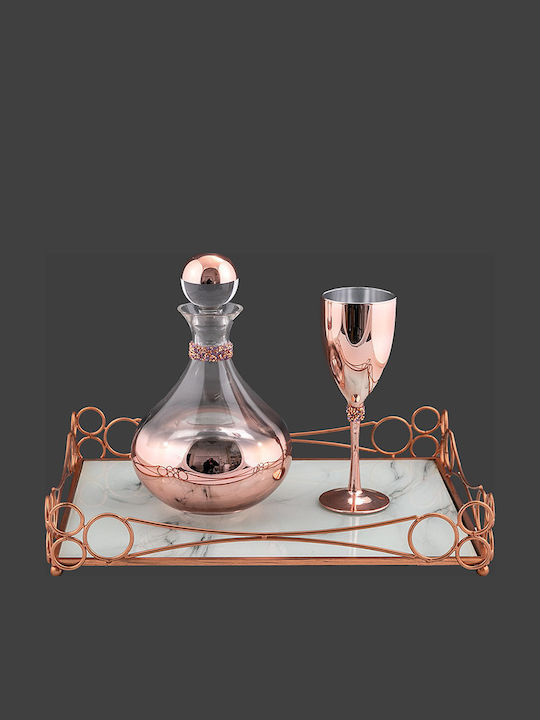 La Vista Wedding Carafe Set with Wine Glass made of Glass Rose Gold 2pcs