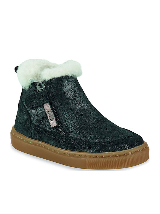 Leather Kids Boots with Zipper Black
