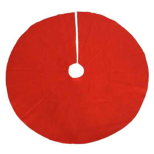 Christmas Tree Skirt Fabric Red with Velvet Texture D100cm.