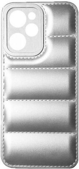 Puffer Umschlag Rückseite Synthetisches Leder Silber (Redmi Note 12 4G)