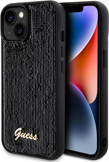 Guess Sequin Script Metal Back Cover Πλαστικό Μαύρο (iPhone 15)