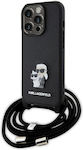 Karl Lagerfeld Задна корица Пластмаса с презрамка Черно (iPhone 15 Pro - iPhone 15 Про)