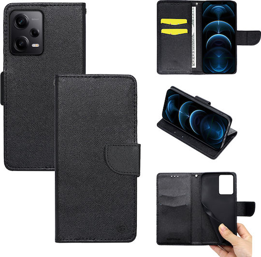 Sonique Book Δερματίνης Μαύρο (Xiaomi Redmi Note 12 Pro 5G / Poco X5 Pro 5G)