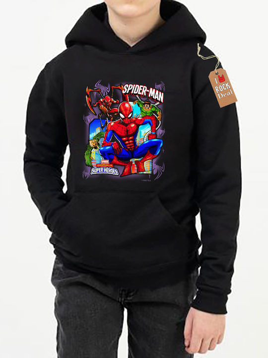 Παιδικό Φούτερ με Κουκούλα Μαύρο Spiderman Super Heroes