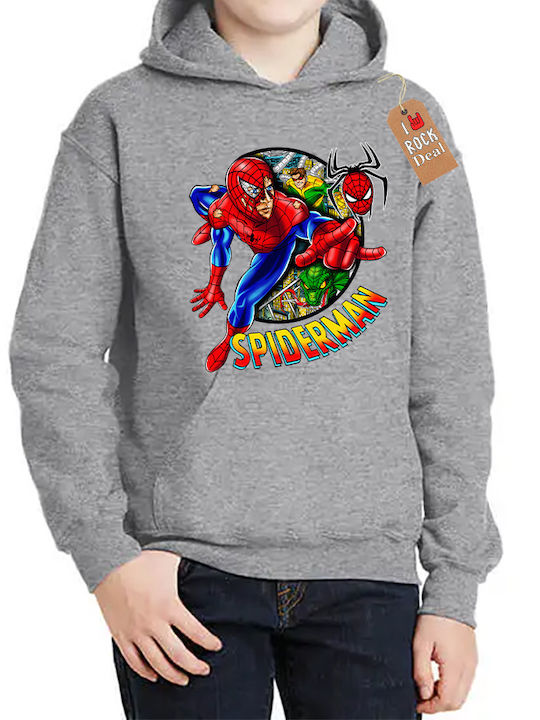 Rock Deal Bluza Cu Glugă Gri Spiderman